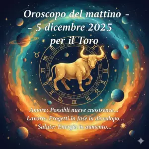 Oroscopo del mattino – 5 dicembre 2025 per il Toro